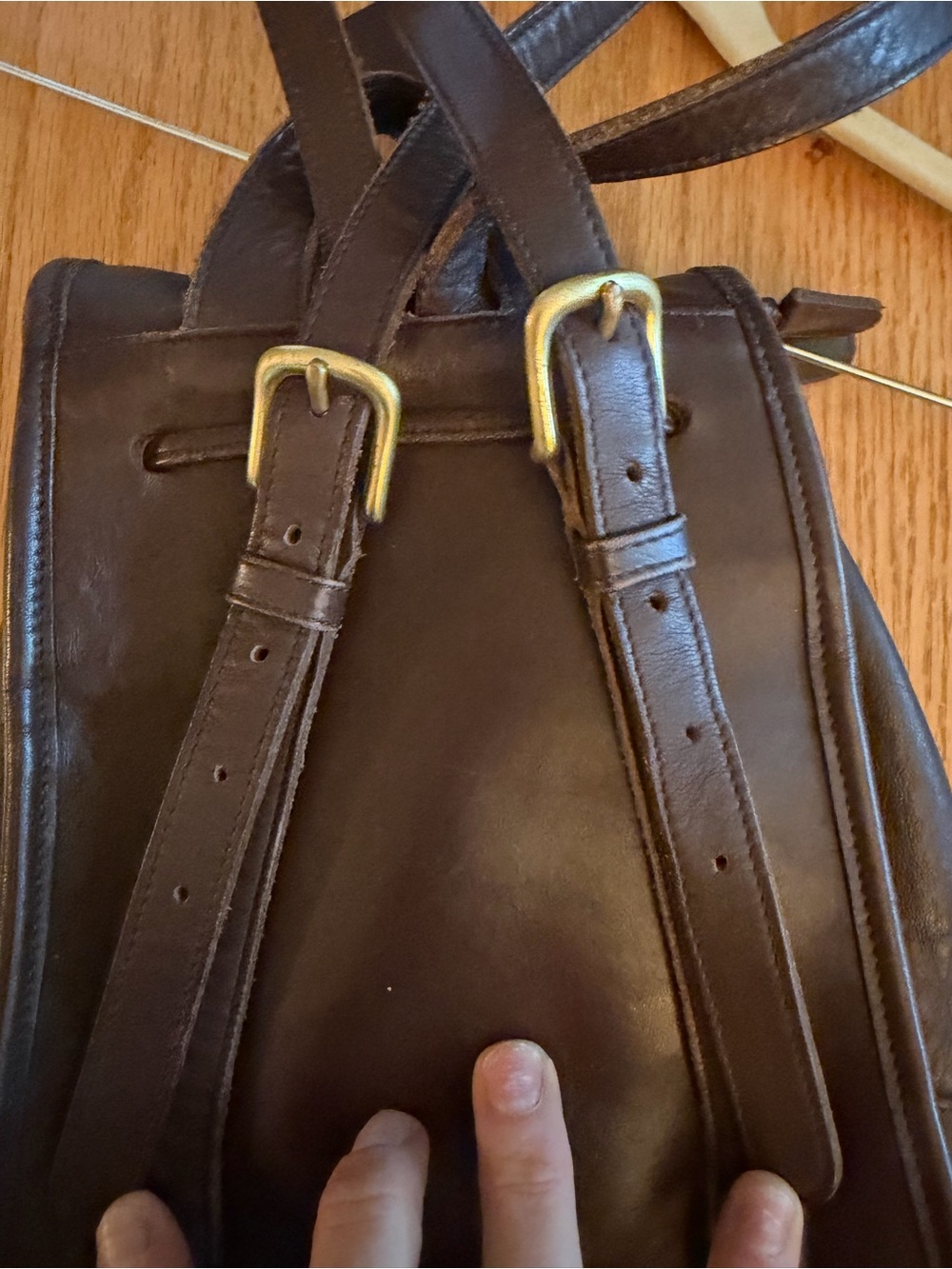 Coach Dark Brown Leather Turn-Lock Backpack - Picture 3 of 8